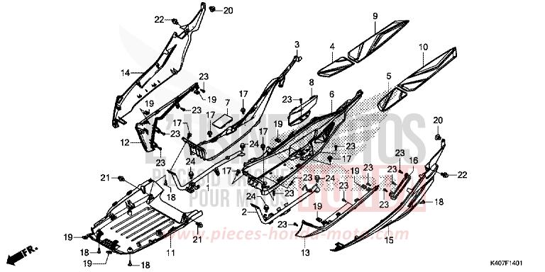 FLOOR STEP/UNDER COVER (NSS125ADK) for Forza 125 MAT CYNOS GRAY METALLIC (NH312) from 2020